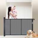 200" Retractable Baby Gates for Large Openings, Stairs, Hallways and Doorways, 34" Tall Extra Wide Dog Gates, Pet Gates, Indoor/Outdoor Use, Black (200" Wide x 34" Tall)