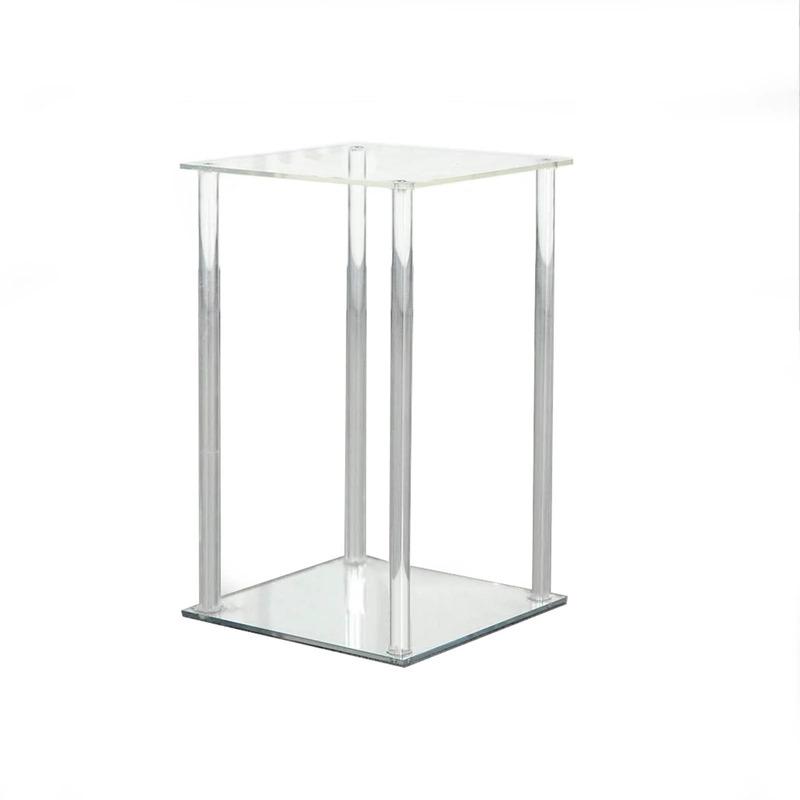 Clear Acrylic Square Display Riser Stand Kit, 7.75" x 7.75" Panels, 11.75" Rods, Multi-Tier (Unassembled), 19 Square Panels, 44 Rods