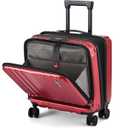 TydeCkare 16" Carry on Luggage with 2 Laptop Compartments, Lightweight Hardshell ABS+PC Suitcase with Dual Control TSA Lock, with YKK Zipper, 4 Spinner Silent Wheels, for Business Travel, Wine Red