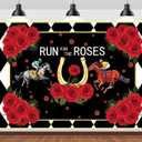 BELECO 8x6ft Fabric Run for The Roses Backdrop Derby Horse Racing Party Decorations Backdrop Horse Race Party Decor Banner Photo Booth Shoot Studio Props