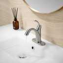 Brushed Nickel 1-Handle Single Hole Bathroom Faucet, 3-Hole Deck Plate, Pop-Up Drain and Water Supply Lines Included, TAF206-BN