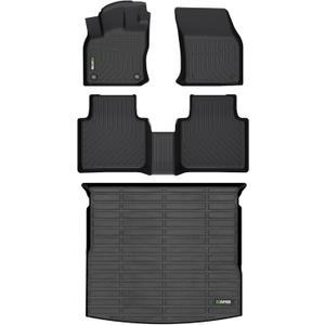 HAFIDI Floor Mats & Cargo Liner Set Fit for 2018-2024 Volkswagen Tiguan All Weather Protection TPE Anti-Slip Automotive Full Set Floor Liners Custom VW Tiguan Accessories - Black