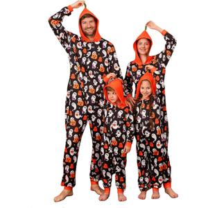 VNVNE Matching Halloween Onesie Pajamas for Family/Couples/Women/Men, Skeleton Holiday One Piece Adults Pjs Sleepwear (8-10 Years, Black Ghost)