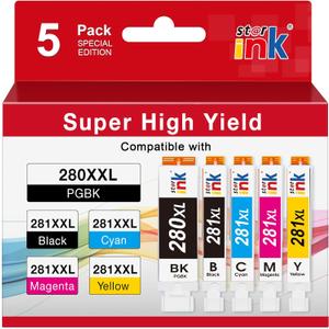 Starink PGI-280XXL/CLI-281XXXL Replacement for Canon 280 281 Ink Cartridges Compatible with Canon TR8620a Ink Cartridges TR8520 Ink TR8620 TR7520 TS6320 TS6120 TS9120 TS8500 TR8600 TS9521C-5Pack