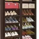ERONE Shoe Rack Storage Organize, 28 Pairs Portable Double Row with Nonwoven Fabric Cover Shoe Shelf Cabinet for Closet