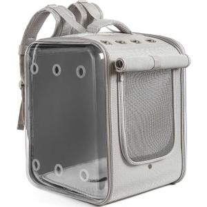 Cat Backpack Carrier Large Pet Backpack Carrier, 17lbs Load-Bearing Ventilated Design Dog Backpack Carrier for Small Dogs, Sturdy Cat Bubble Backpack for Travel, Hiking & Outdoor Use, Grey