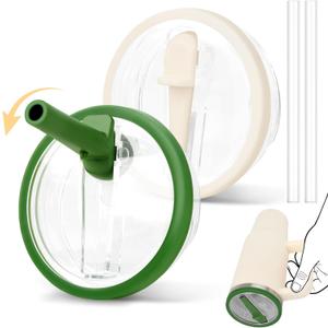 Lid Replacement for Stanley Quencher 30 oz & 20 oz Flip Straw Tumbler, Leak-Proof Lid Fit for Stanley with handle, Spill Proof Replaceble Cover Cap for 30 & 20 oz Stanley Accessories, (Lvory&Green)