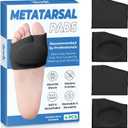 MasterMo Metatarsal Pads for Men and Women - Ball of Foot Pain Relief Cushions for Sesamoiditis, Metatarsalgia, Morton's Neuroma - 2 Pairs Fabric Sleeves with Gel Inserts (Black, M)