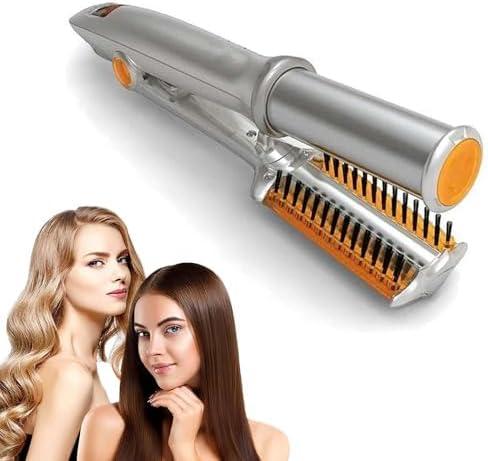 2 in1 Hair Curler Straighter Rotating Iron, Curling Iron Wand for Hair Curling and Straighting, Dry and Wet Styling Tool, Travel for Girls Women