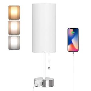 Dott Arts Table Lamp for Bedroom, 3-Color Bedside Lamps with Pull Chain, Bedroom Table Lamps for Nightstand,AC Outlet Small Lamp for Living Room, Bulb Included Blue (15 in)