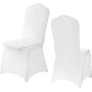 Yahpetes Chair Cover 2 Pcs White Banquet Chair Covers Spandex Folding Slipcover for Wedding Banquet Dining Party Decorations (White)