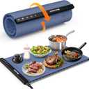 Warming Tray for Buffets, Parties & Family Meals  Rollable Silicone Heating Mat with 6 Adjustable Temperature Settings, Portable Food Warmer Plate for Sabbath, Holiday Dinners & Events (Blue Nova)