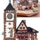 Ceramic Villages and Houses Collection - Collectible Miniature of Historic Schwabentor in Freiburg, Germany - Cone Incense Holder R347