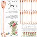 30 Sets Christian Tea Party Favors Jesus Teaspoons with Prayer Cards 6.5" Coffee Spoons Souvenirs for Tea Party Church Mothers Day Family Reunion Gifts, Rose Gold