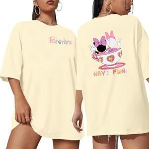 Magic Kingdom Shirts for Women The Princess and The Frog Shirt Flower Tea Cake Honey Tees Graphic Short Sleeve Tops, L