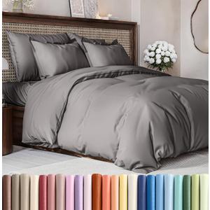 Duvet Cover Full Size Set - Extra Soft Full Size Duvet Cover 80 x 90 with 2 Pillow Shams - Hotel Luxury, Easy Care and Fade Free w/Zipper Closures & Ties - Comfy Breathable Bedding Set (Dark Grey) (08 - Dark Grey (No Comforter))