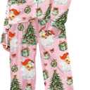 SHESHOW Satin Pajamas for Women Set Long Sleeve Button Down Sleepwear 2 Piece Nightwear Women Pjs Sets Size XS-XXL (Small, Pink Christmas)