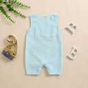 Thilsidee Infant Baby Boy Girl Golf Overalls Outfit Sleeveless Plaid Romper Straps Jumpsuit One Piece Playsuit Casual Clothes (B-Light green, 12-18 Months) (Blue)