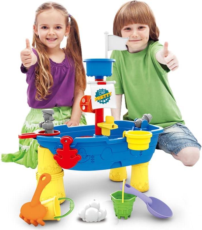 Pirate Ship Beach Toy Boat for Boys Girls Sandboxes & Water Tables Play Table 21 Pcs Summer Toys Ideal for Toddlers 3 4 5 Years Old