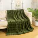 YUSOKI Faux Fur Throw Blanket with 3D Bubbles Super Soft Fuzzy Cozy Thick Blanket for Couch Chair Sofa Gift Home Dcor, (Olive Green, 50 * x60) (Throw(50" x60"))
