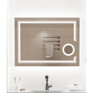 LUVODI Lighted LED Bathroom Mirror: 32x24 Large Wall Mounted Vanity Mirror with Backlit and Front Light - Modern Rectangle Dimmable Makeup Mirrors with 3X Magnifier Anti Fog Smart Touch