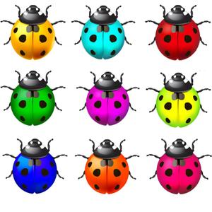 Metal Wall Art Cute Ladybugs Wall Sculpture Garden Decor for Outside Fence Decorations Lawn Ornaments Patio Decor (NOT 3D!)- Set of 9