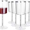 Ciaell 12 Pack Plastic Wine Glasses - 14 Oz Plastic Wine Glasses with Stem - Square Silver Disposable Stemmed Glass for Parties & Weddings & Outdoors