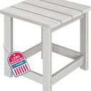 LZRS Square Patio Side Table, Heavy Duty HDPE Outdoor End Table with Wood Texture, Weatherproof Composite Table for Adirondack Chairs, Deck, Pool, Indoor/Outdoor, No Peeling or Cracking(Sand)