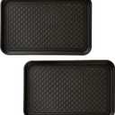 All-Weather Indoor/Outdoor Mat for Boots - Weather-Resistant Hard Plastic Shoe and Boot Tray with Raised Edge by Stalwart (Black, MEDIUM)