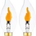 Flickering Flame Light Bulbs Candelabra Base E12 Flame Bulb, LED Flickering Candle Fire Light Bulbs for Christmas Holiday Decorations, 2 Pack