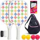Premium Pickleball Paddles Set of 2, Fiberglass Surface & Polypropylene Honeycomb Core, Lightweight (7.5oz) with 4 Indoor/Outdoor Balls,GripTapes Carry Bag, Perfect for Beginner Men Women (Rhombus)