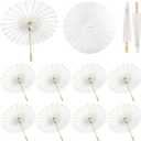 HOOMUU 12 Pcs Parasol Umbrella 33 Inches Paper Umbrellas for Wedding Chinese Japanese Umbrellas DIY Oiled Painting Craft Decorative for Party Decor Outdoor Photography Props, 12 Pack