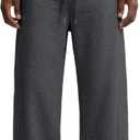 Men's Baggy Sweatpants Cotton Fleece Wide Leg Lounge Sweat Pants Drawstring Waist Jogging Pants with Pockets (Gray, L)