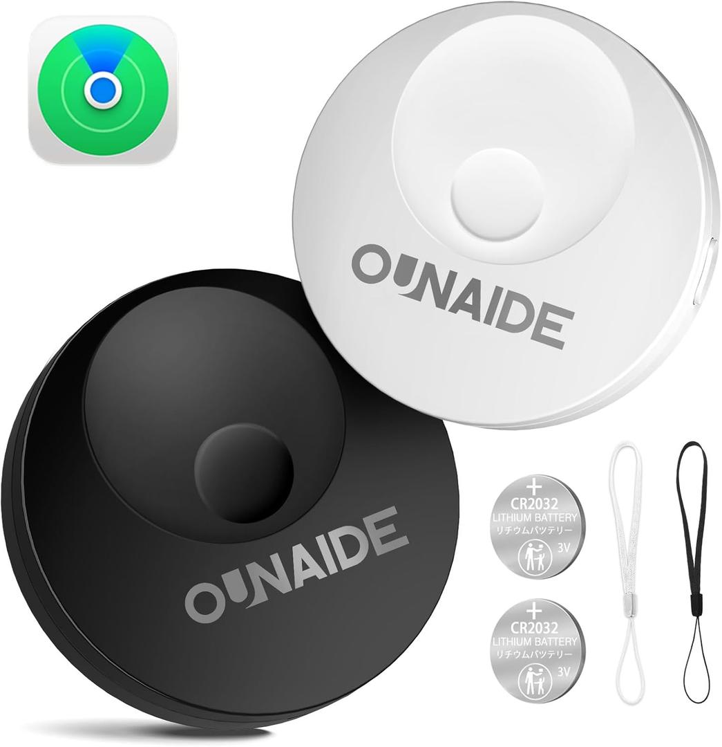 Air-Tags-2 Pack, Smart Air Tracker Tag, Bluetooth Tracker for Apple Find My (iOS Only), Waterproof Key Finder Tracking Device for Kids Keys Luggage Bags Wallets Pets and More - Black&White