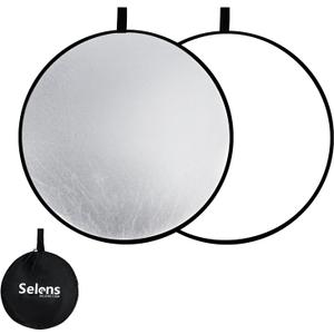 Selens 2 in 1 Foldable 17inch/45cm Light Reflector,Collapsible Disc Photography Reflector Silver,White for Portable Portrait Photography and Outdoor Lighting