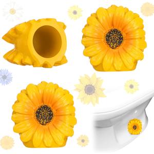 Honeydak 2 Pack Toilet Bolt Caps Decorative Yellow Sunflower Toilet Bolt Screw Covers Cute Ceramic Bathroom Decor Fun Themed Gadgets Bathroom Replacement Parts