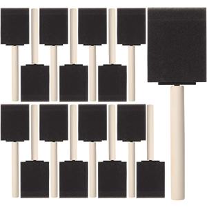 Bates- Foam Paint Brushes, 2 Inch, 16 Pack, Wooden Handle, Sponge Brushes for Painting, Staining, Varnishes, Gluing and DIY Craft Projects on Wood, Metal & More (Black)
