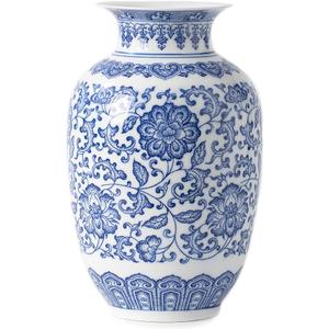 Blue and White Vase, Blue Vases Home Décor, Chinoiserie Vase, Blue and White Porcelain, Ceramic Vase for Home, Living Room, Bookshelf, Mantle Fireplace,Table Centerpieces