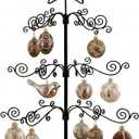 HOHIYA Rotating Ornament Display Tree Stand 24 Inch Metal Wire Hook Hanger for Christmas Balls Halloween Ornaments Craft Display Tabletop Decoration Taiwan Made Black