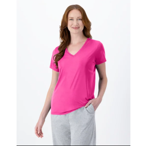 Hanes Perfect-T V-Neck T-Shirt, Cotton Short Sleeve Tee for Women, 1 or 2 Pack (Large)