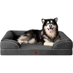 EHEYCIGA Orthopedic Dog Beds for Extra Large Dogs, Waterproof Memory Foam XXL Pet Bed with Sides, Non-Slip Bottom and Egg-Crate Foam Big Dog Couch Bed with Washable Removable Cover, Dark Grey