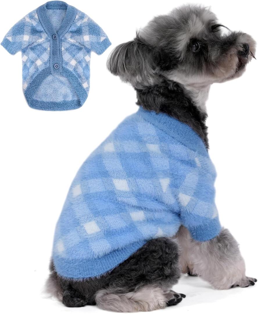 Dog Sweater, Sweaters for Small Dogs, Warm Soft Pet Clothes for Puppy, Medium Large Cat, Dogs Girl or Boy, Dog Shirt for Winter Christmas (Blue, Small)