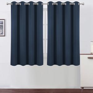 LEMOMO Navy Blue Blackout Curtains/52 x 45 Inch/Set of 2 Panels Room Darkening Short Curtains