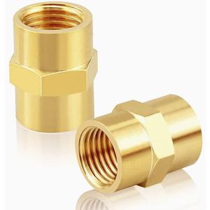 Brass Pipe Fitting NPT Coupler, 1/4" x 1/4" Standard NPT Female thread (pack of 2)