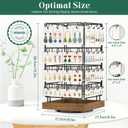 EsLuker.ly Rotating Earring Display Holder Stand for Vendors Events Selling, Large Capacity 64 Hooks Jewelry Rack with Wooden Base for Earring Card Sales, Enhances Retail Display Visibility