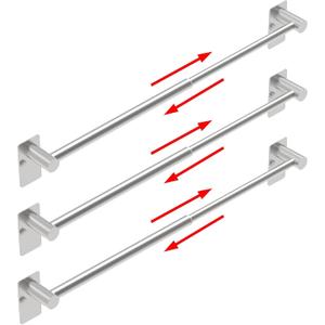 Towel Bar, 14inch to 25inch Adjustable Towel Holder Rod, Self Adhesive Wall Mounted Hand or Body Towel Rack for Bathroom Kitchen, Stainless Steel Organizer Single Bar (Brushed Nickel, 3 Pack)