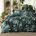 Bedsure Queen Comforter Set - 7 Pieces Floral Forest Green Soft Bedding Sets, Queen Bed in a Bag with Botanical Flowers Comforter, Sheets, Pillowcases & Shams