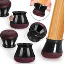 Chair Leg Floor Protectors Chair Leg Protectors for Hardwood Floors Felt Silicone Caps Strengthen Bottom Protection Anti-Scratch Reduce Noise 16 Pack Black Round Large Fit 1-3/16" to 1-5/8" (30-40mm)