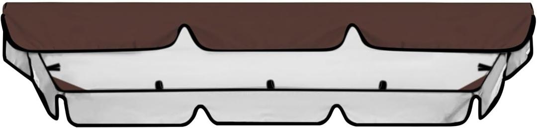 Swing Canopy Replacement Cover, Waterproof Sun Shade Porch Swing Canopy Replacement Top for 2-3 Seater Outdoor Garden Yard Patio Swing Cover (Coffee, 75×52×5.9 Inch)