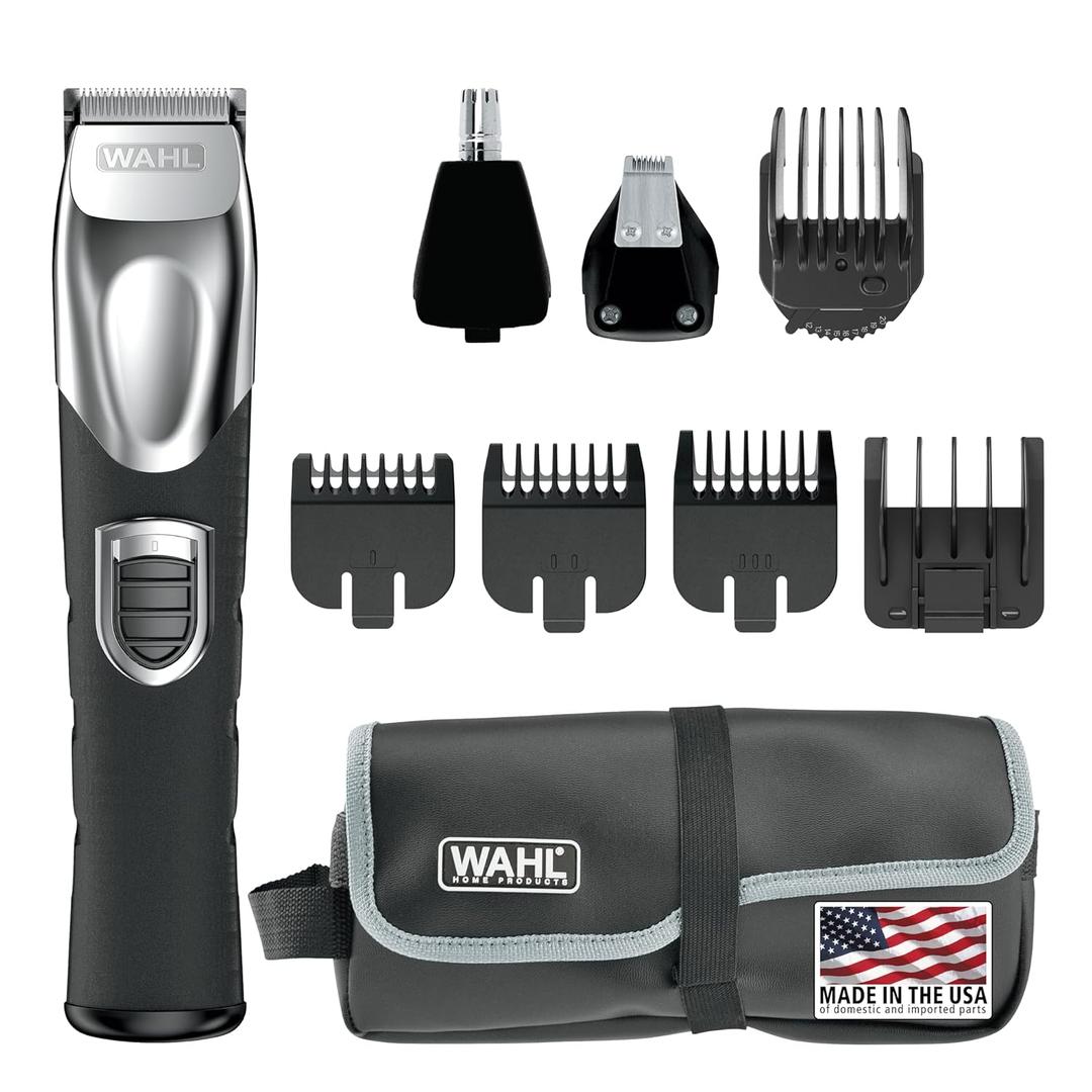 Wahl USA Rechargeable Lithium Ion All in One Beard Trimmer for Men with Detail and Ear & Nose Hair Trimmer Attachment  Model 9854-600B